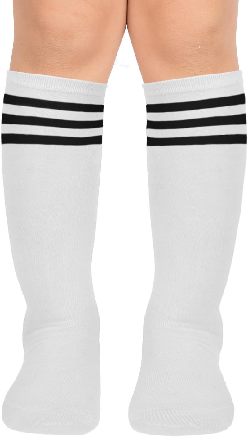 Benefeet Sox Kids Soccer Socks Toddler Knee High Tube Long Socks Soft for Girls Three Stripes Youth Cotton Soccer Socks - Image 1